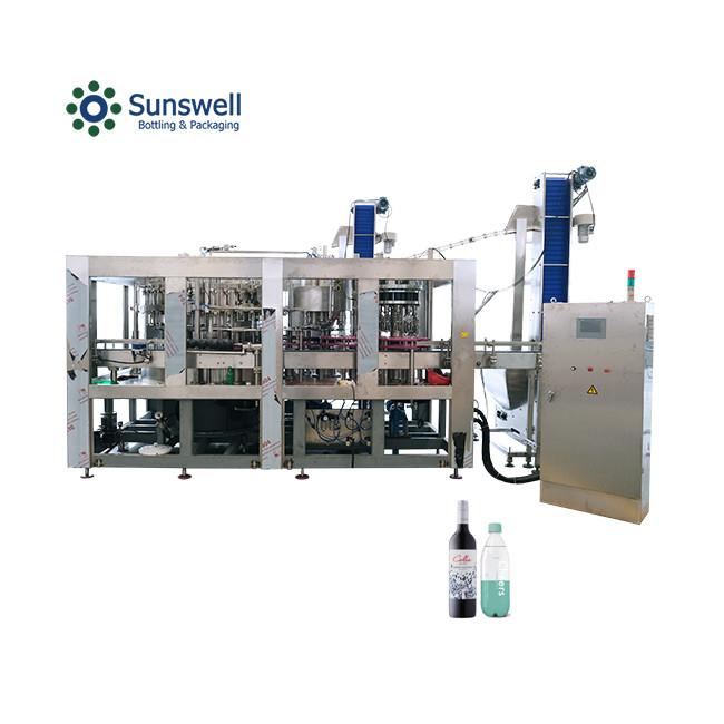 Fully Automatic Plastic Beverage Filling Machine Glass Bottled Soft Drink Dual Capping